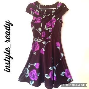 Purple Rose-print Junior Dress